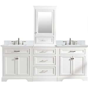 Design Element Milano 84&quot Double Sink Bathroom Vanity Modular Set in White