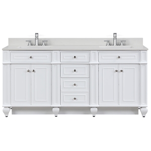 Design Element Winston 72&quot Solid Wood Double Sink Bathroom Vanity in White