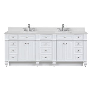 Design Element Winston 84&quot Solid Wood Double Sink Bathroom Vanity in White