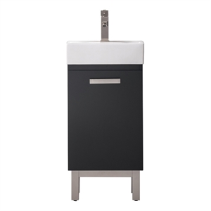 Design Element Stella 16.5&quot Wood Single Sink Vanity in Black