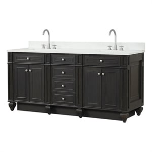 Design Element Winston 72&quot Solid Birch Hardwood Double Vanity in Walnut