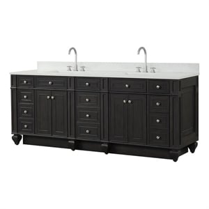 Design Element Winston 84&quot Solid Birch Hardwood Double Vanity in Walnut