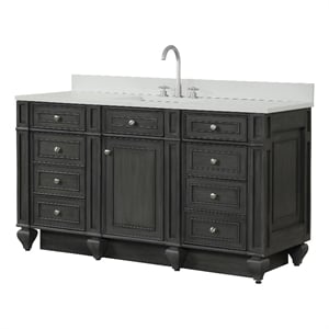 Design Element Winston 60&quot Solid Birch Hardwood Single Vanity in Gray