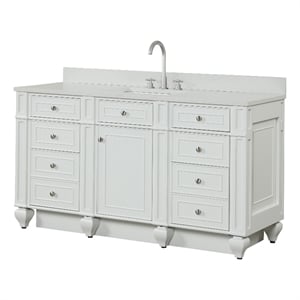 Design Element Winston 60&quot Solid Birch Hardwood Single Vanity in White