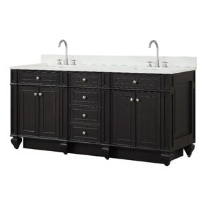 Design Element Winston 72&quot Solid Birch Hardwood Double Vanity in Espresso