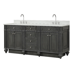 Design Element Winston 72&quot Solid Birch Hardwood Double Vanity in Gray