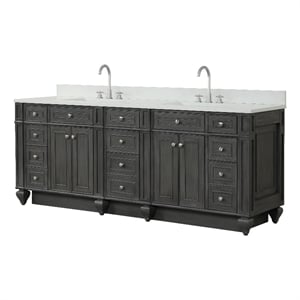 Design Element Winston 84&quot Solid Birch Hardwood Double Vanity in Gray