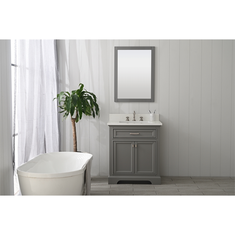 Milano 30 in. W x 22 in. D x 34 in. H Bath Vanity in Gray with White Quartz Top