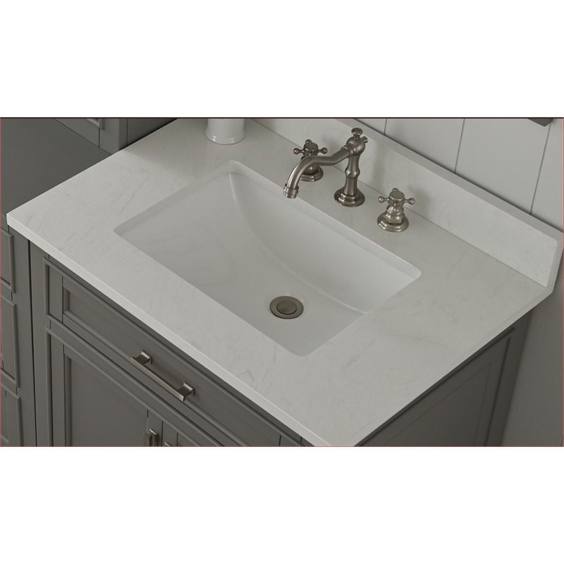 Milano 30 in. W x 22 in. D x 34 in. H Bath Vanity in Gray with White Quartz Top