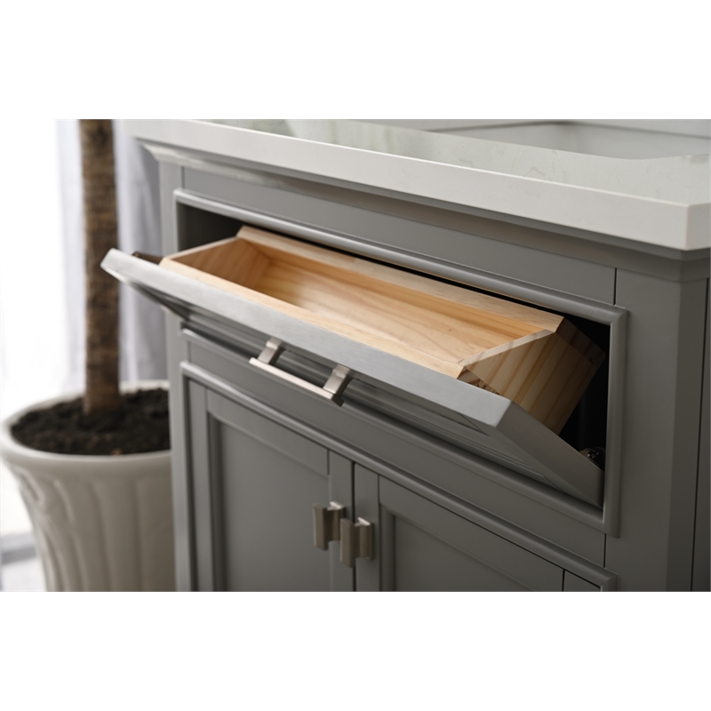 Milano 30 in. W x 22 in. D x 34 in. H Bath Vanity in Gray with White Quartz Top