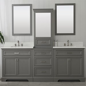 Design Element Milano 96&quot Modular Bath Vanity in Gray with White Quartz Top