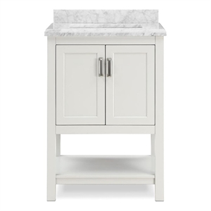 Design Element Affinity 25&quot Bath Vanity in White with Carrara White Marble Top