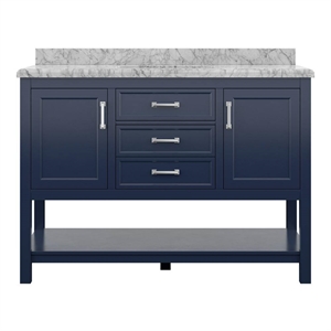 Design Element Affinity 49&quot Bath Vanity in Blue with Carrara White Marble Top