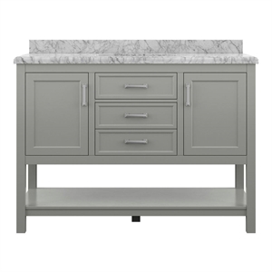Design Element Affinity 49&quot Bath Vanity in Gray with Carrara White Marble Top