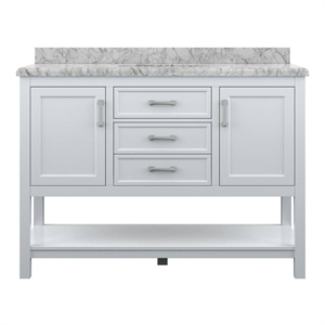 Design Element Affinity 49&quot Bath Vanity in White with Carrara White Marble Top