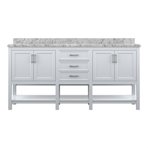 Design Element Affinity 72&quot Bath Vanity in White with Carrara White Marble Top
