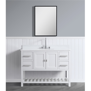 Design Element Monaco 48&quot White Bathroom Vanity Base Cabinet without Top