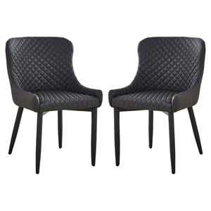 Creative Images International Tufted Side Dining Chair in Dark Gray (Set of 2)