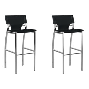 Creative Images International Faux Leather 26&quot Bar Stool in Black (Set of 2)