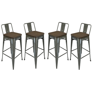 Creative Images International Metal Barstool in Gunmetal Gray (Set of 4)