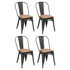 Creative Images International Metal Dining Chair in Gray (Set of 4)