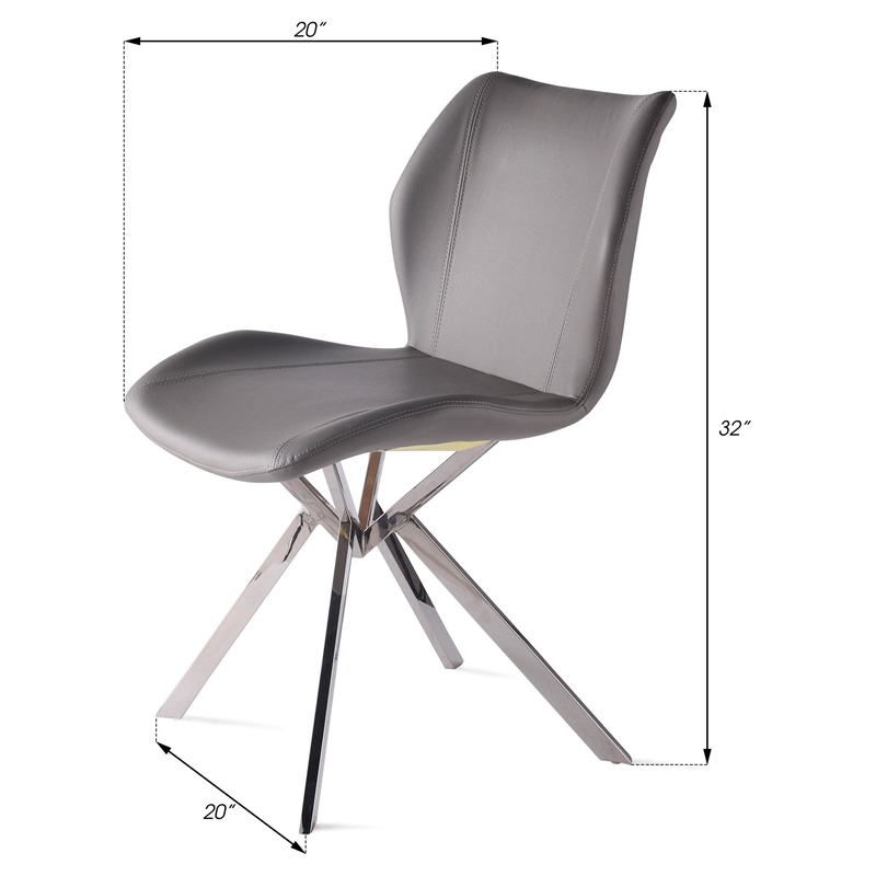 Creative Images International Dining Chair with Flared Legs in Gray (Set of 4)