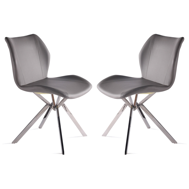 Creative Images International Dining Chair with Flared Legs in Gray (Set of 4)