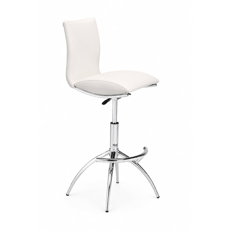 Faux Leather Height Adjustable Swivel Barstools in White (Set of 2)