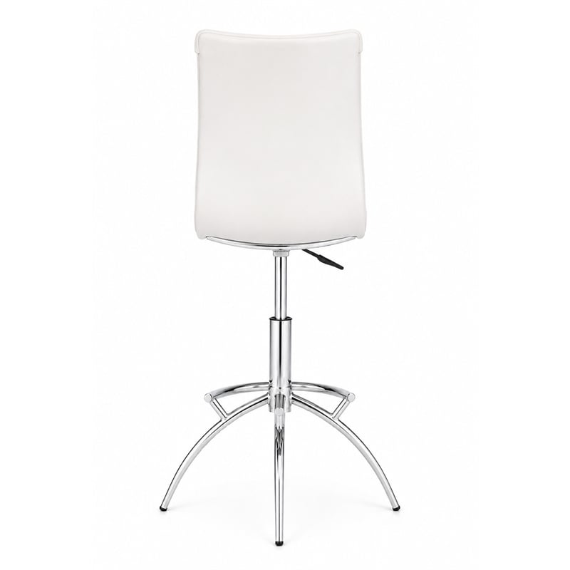 Faux Leather Height Adjustable Swivel Barstools in White (Set of 2)