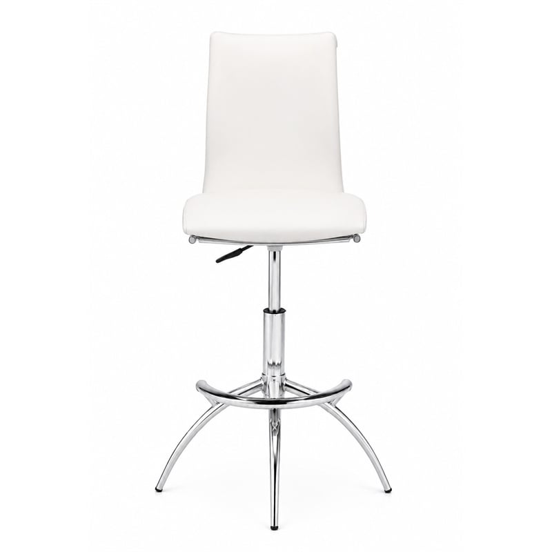 Faux Leather Height Adjustable Swivel Barstools in White (Set of 2)
