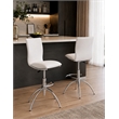 Faux Leather Height Adjustable Swivel Barstools in White (Set of 2)