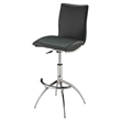 Contemporary Faux Leather Adjustable Bar Stool in Gray (Set of 2)