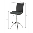 Contemporary Faux Leather Adjustable Bar Stool in Gray (Set of 2)