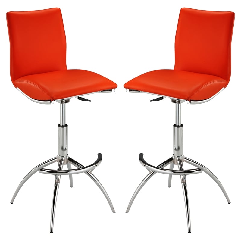 Creative Images International Adjustable Bar Stool in Red (Set of 2)