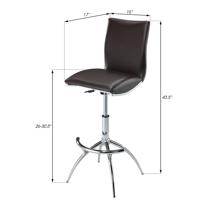 Creative Images International Adjustable Bar Stool in Black (Set of 2)
