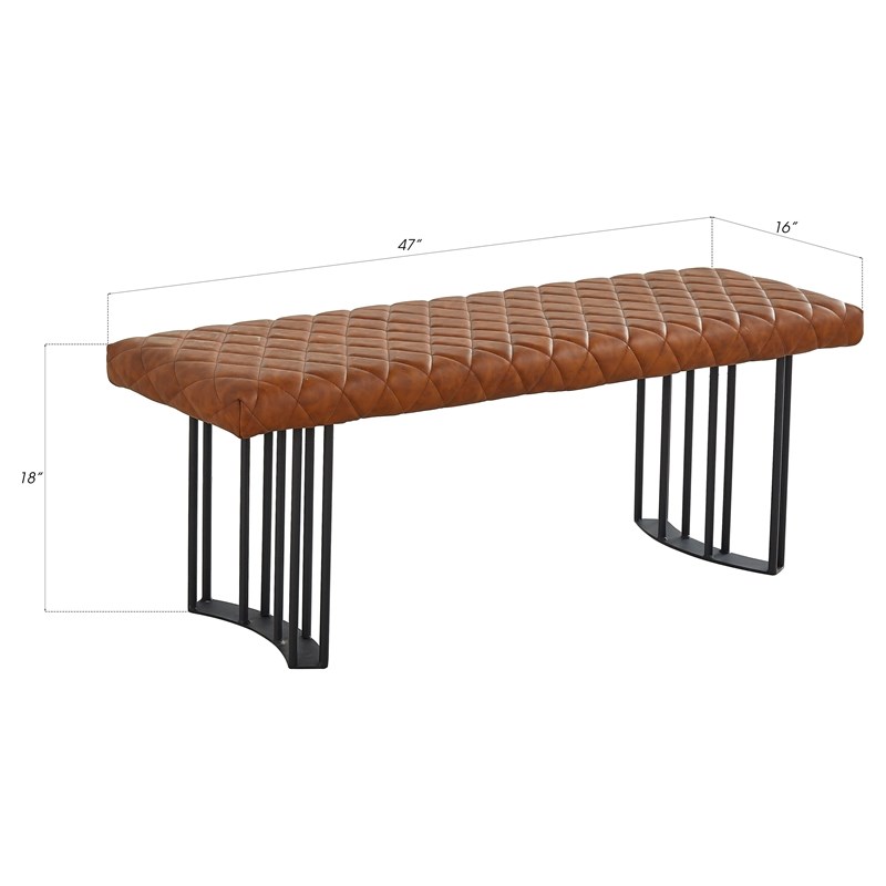 Creative Images International Faux Leather Bench in Black and Brown