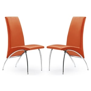 Creative Images International Faux Leather Dining Chair in Orange (Set of 2)