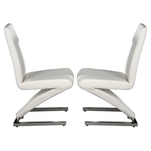 Creative Images International Faux Leather Z Dining Chair in White (Set of 2)