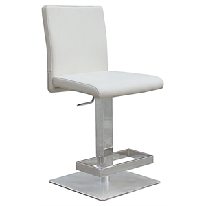 Creative Images International Faux Leather Adjustable Bar Stool in White