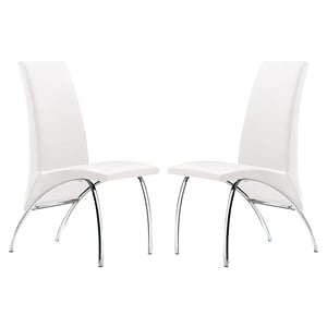 Creative Images International Faux Leather Dining Chair in White (Set of 2)