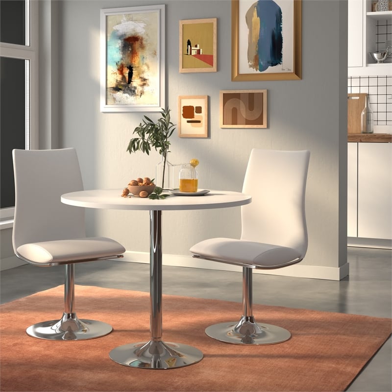 Creative Images International Swivel Chair with Chrome Base in White (Set of 2)