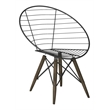 Contemporary Metal Wire Arm Chair with Tapering Wood Legs in Brown (Set of 2)
