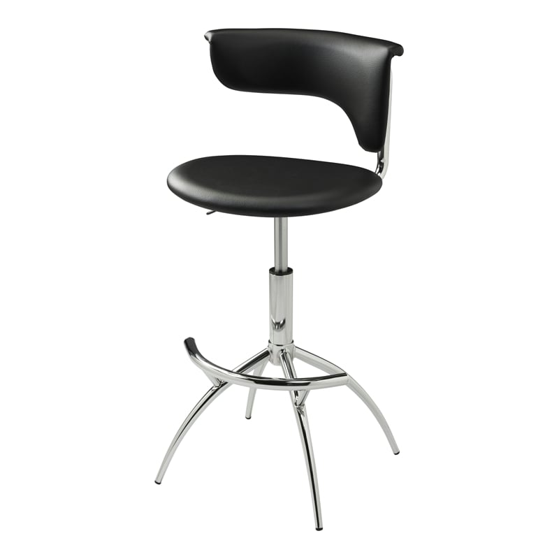 Creative Images International Adjustable Bar Stool in Black and Chrome (Set of 2)