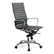 High Back Gray Leather Office Chair with Recliner Locks Swivel