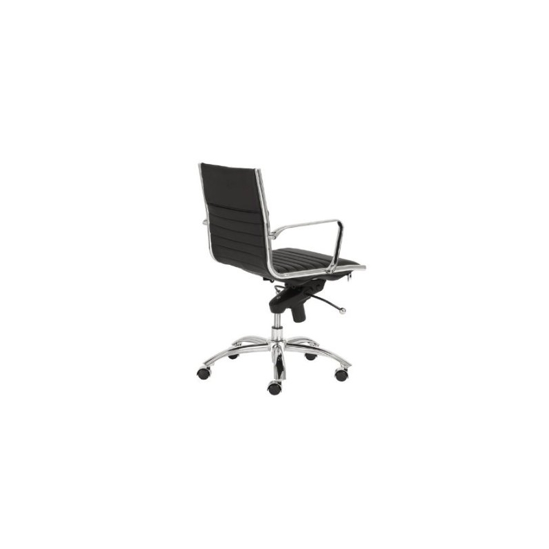 Low Back Black  Leather Office Chair with Recliner Locks Swivel
