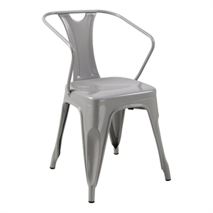 Natural Gray Metal Chair with Arm (Set of 4)