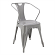 Natural Gray Metal Chair with Arm (Set of 4)