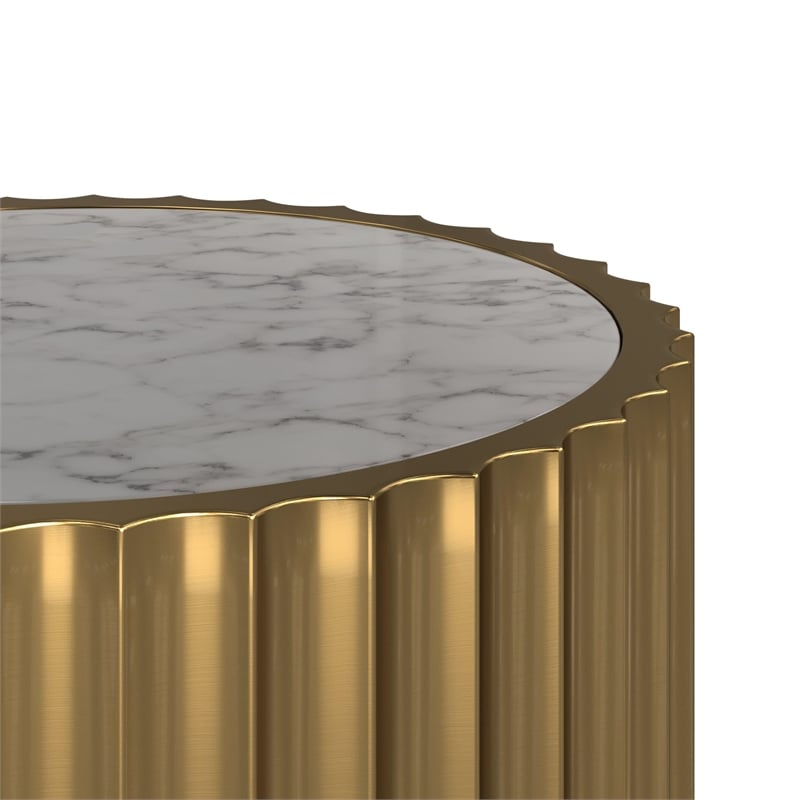 Marble Coffee Table with Gold Stainless Steel Base