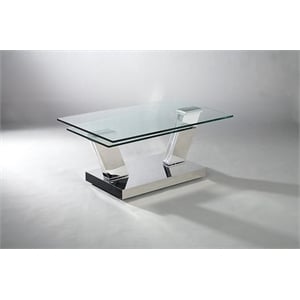 Motion Clear Glass Coffee Table with Stainless Steel Base