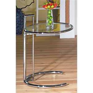 Adjustable Height Clear Glass End Table